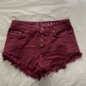 Maroon Button Up Shorts